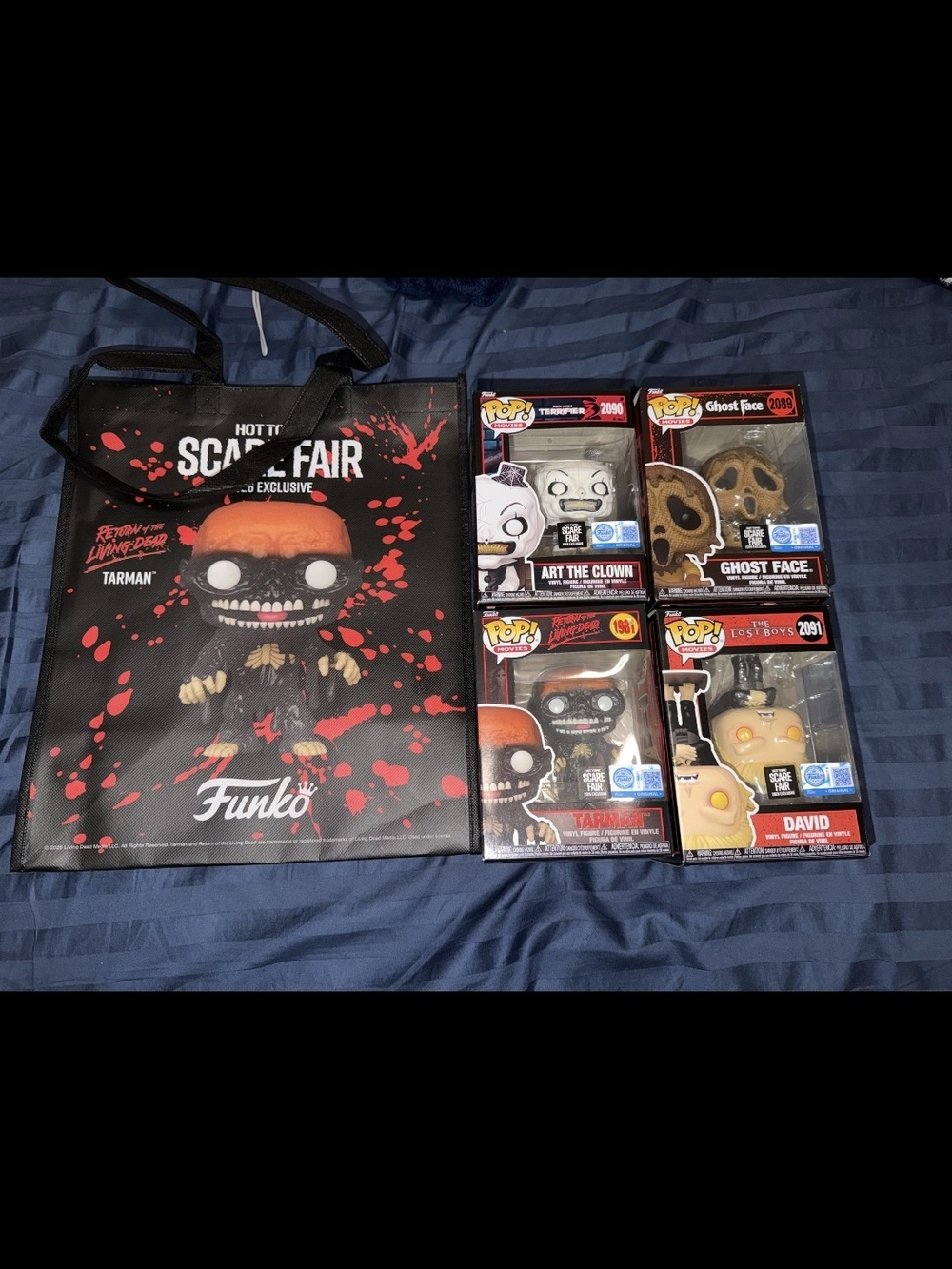 Funko Horror Collector Bundle — Red & Black Tarman Tote with 4 Pops